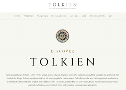 Screenshot of the newly redesigned website of The Tolkien Estate